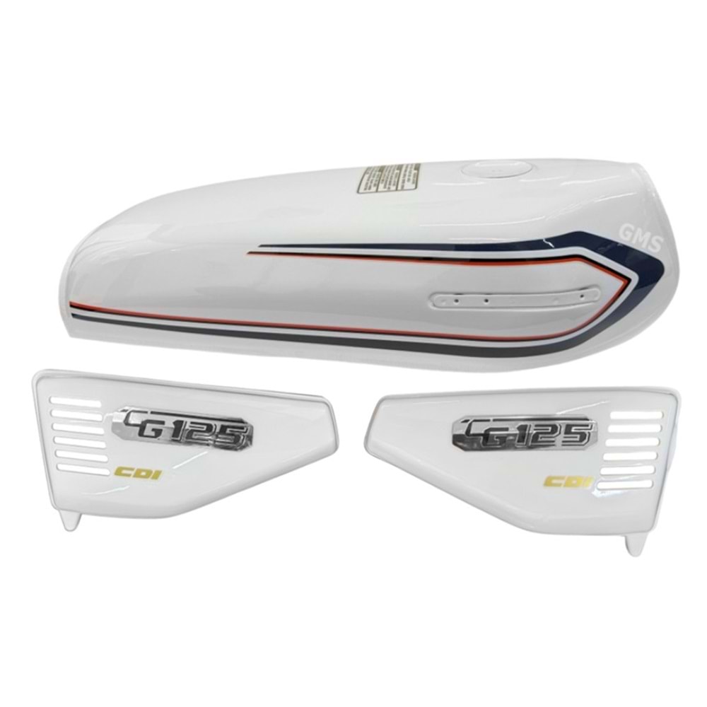 BENZİN DEPO KESİK + YAN KAPAK SET BEYAZ CG125