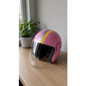 YARIM KASK ŞERİTLİ PEMBE