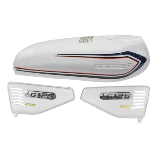 BENZİN DEPO KESİK + YAN KAPAK SET BEYAZ CG125