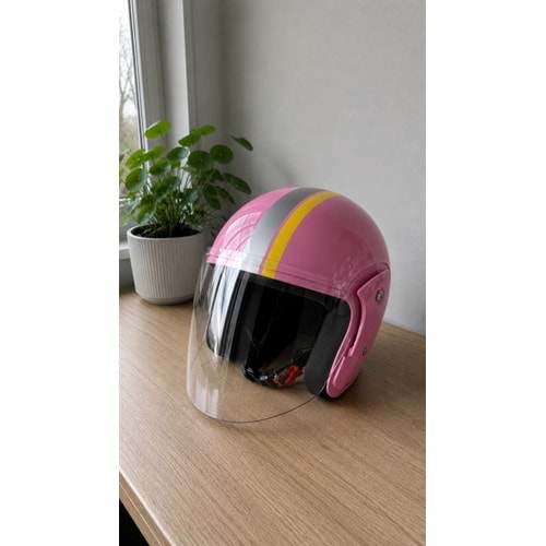 YARIM KASK ŞERİTLİ PEMBE